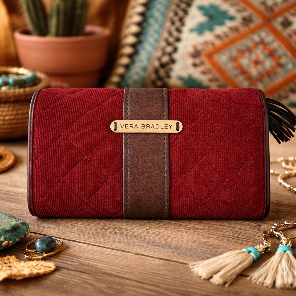 Vera Bradley Retro Vibes Corduroy Wallet With Bohemian Style - Picture 6 of 12